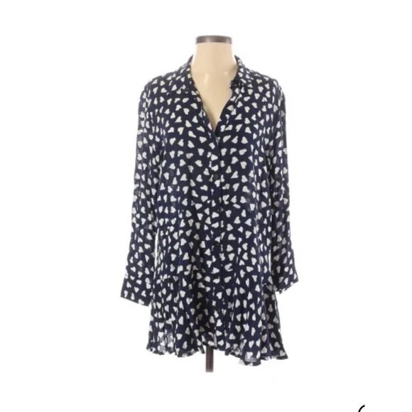 ANTHROPOLOGIE 11.1 Tylho Navy Blue Heart Tunic - Picture 2 of 3